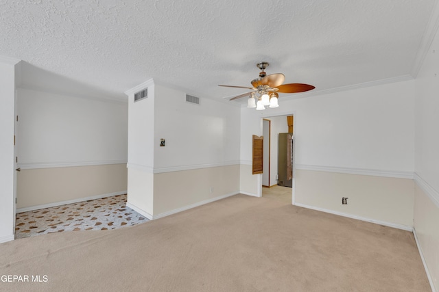 3313 Dublin Rd, El Paso, TX 79925 - carpeted empty room with ceiling fan and a textured ceiling