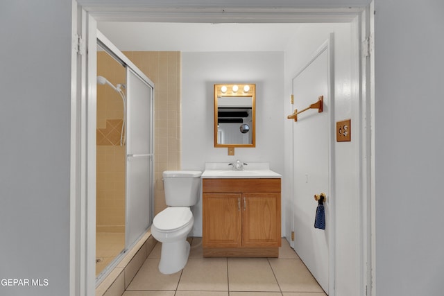 3313 Dublin Rd, El Paso, TX 79925 - full bathroom featuring vanity, a shower stall, and tile patterned flooring