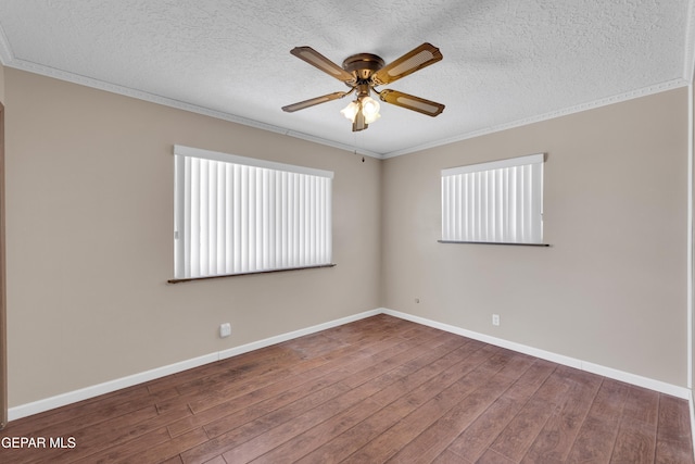 3313 Dublin Rd, El Paso, TX 79925 - unfurnished room with wood finished floors, a ceiling fan, ornamental molding, and a textured ceiling