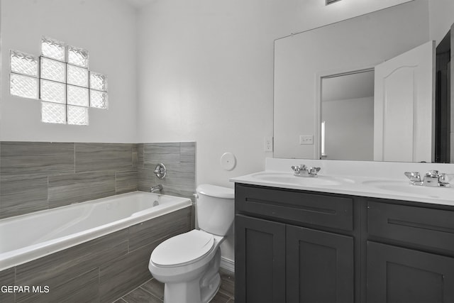 14373 Nick Drahos Ln, Horizon City, TX 79928 - full bathroom with double vanity and a bath