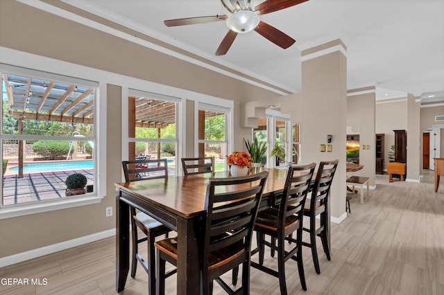 981 Vereda Del Valle Ave, El Paso, TX 79932 - dining area featuring crown molding and a ceiling fan