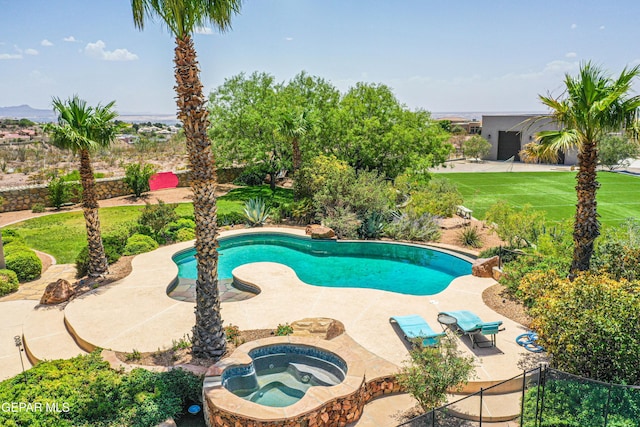 1348 Franklin Wind Place, El Paso, TX 79912 - swimming pool featuring an in-ground hot tub and a patio
