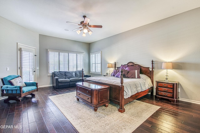 1348 Franklin Wind Place, El Paso, TX 79912 - bedroom with dark wood finished floors and a ceiling fan