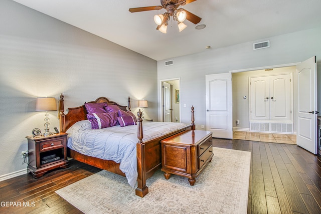 1348 Franklin Wind Place, El Paso, TX 79912 - bedroom featuring hardwood / wood-style flooring, high vaulted ceiling, and a ceiling fan