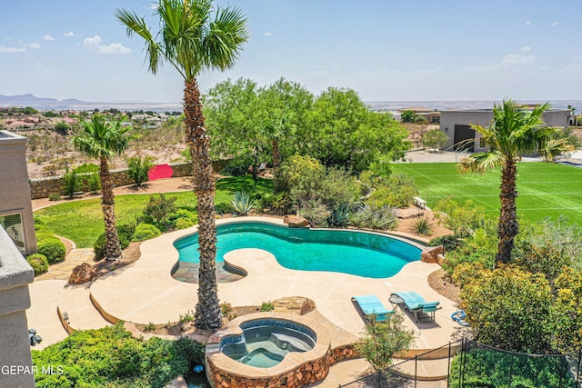 1348 Franklin Wind Place, El Paso, TX 79912 - outdoor pool featuring an in-ground hot tub and a patio area