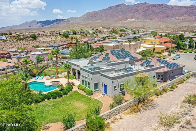 1348 Franklin Wind Place, El Paso, TX 79912 - aerial view of residential area with a mountainous background and a pool