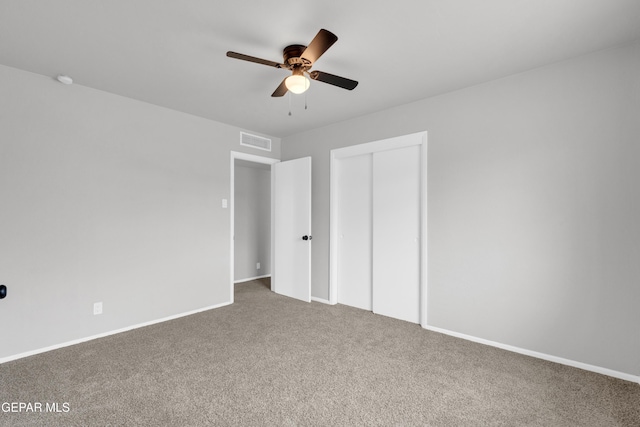 8936 Mount Rushmore Ln, El Paso, TX 79904 - unfurnished bedroom with carpet flooring, a closet, and ceiling fan