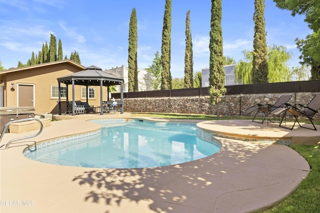 658 Sara Lynn Ct, El Paso, TX 79932 - view of swimming pool with a gazebo, a patio area, and a fenced backyard