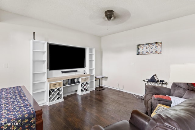 658 Sara Lynn Ct, El Paso, TX 79932 - living area with dark wood finished floors and a ceiling fan