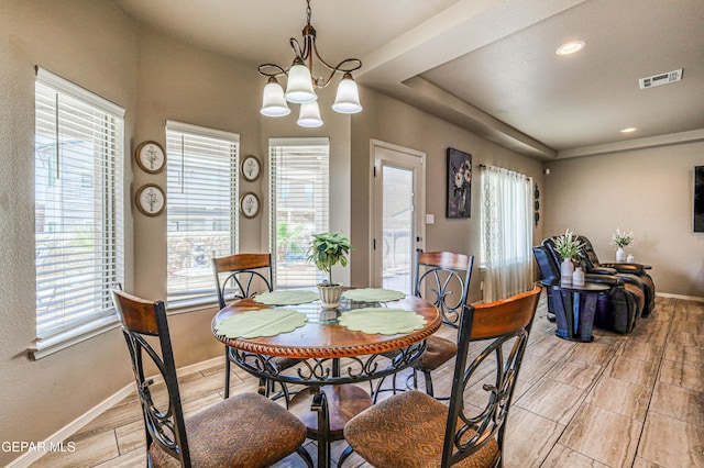 12616 Blazing Star Dr, El Paso, TX 79928 - dining room with a chandelier, recessed lighting, and wood finish floors