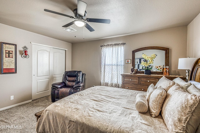 12616 Blazing Star Dr, El Paso, TX 79928 - bedroom featuring carpet floors, a ceiling fan, and a closet