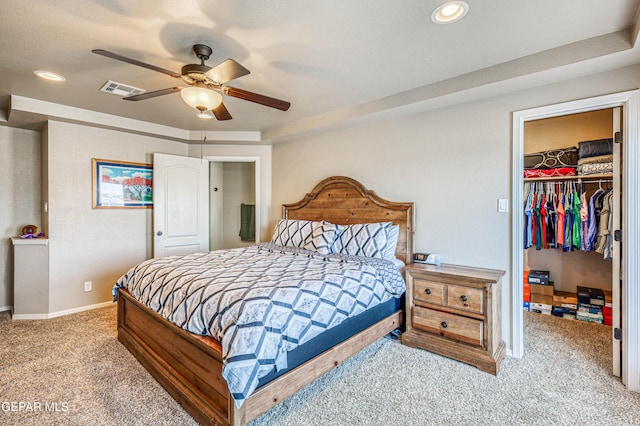 12616 Blazing Star Dr, El Paso, TX 79928 - carpeted bedroom featuring a spacious closet, a closet, recessed lighting, and a ceiling fan