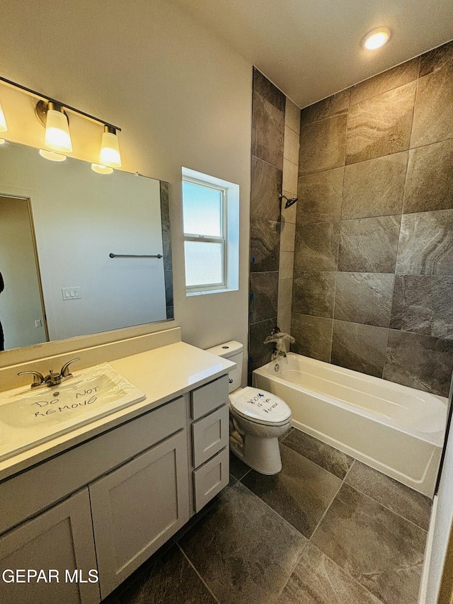 13066 Emerald Isle St, El Paso, TX 79928 - full bathroom featuring vanity, bathtub / shower combination, and recessed lighting