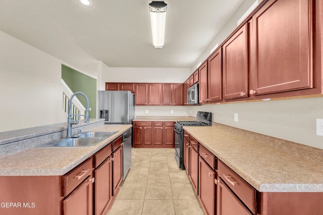 2937 Pino Triste Dr, El Paso, TX 79938 - kitchen featuring appliances with stainless steel finishes, light countertops, light tile patterned floors, an island with sink, and recessed lighting