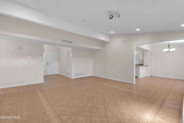 7308 Cerro Negro Dr, El Paso, TX 79912 - spare room featuring a chandelier, recessed lighting, and light tile patterned floors