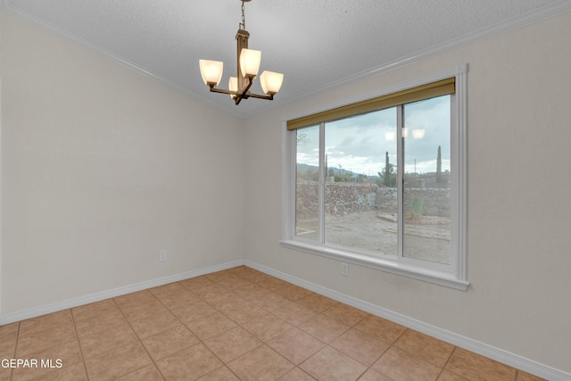 7308 Cerro Negro Dr, El Paso, TX 79912 - spare room with a chandelier, ornamental molding, and a textured ceiling