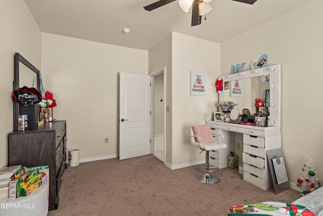 10728 Regina Dr, Socorro, TX 79927 - carpeted bedroom with baseboards and a ceiling fan