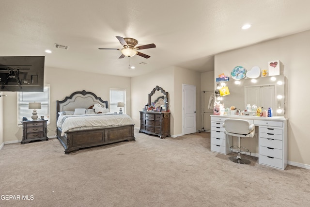 10728 Regina Dr, Socorro, TX 79927 - carpeted bedroom with recessed lighting and a ceiling fan