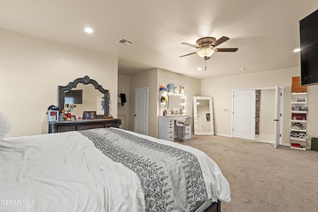 10728 Regina Dr, Socorro, TX 79927 - carpeted bedroom with recessed lighting and ceiling fan