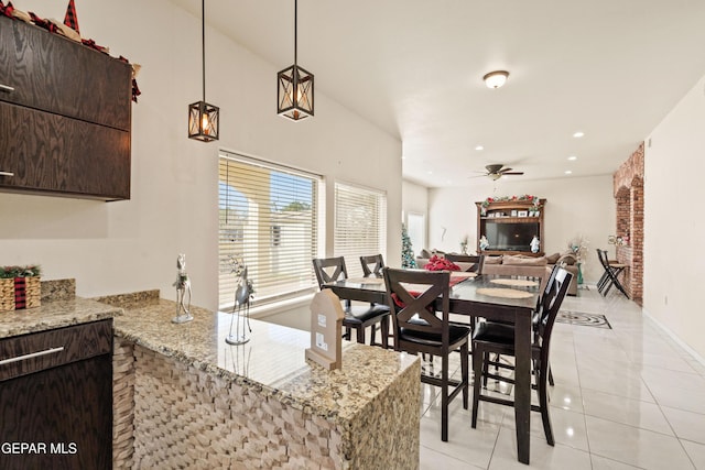 10728 Regina Dr, Socorro, TX 79927 - dining room featuring a ceiling fan, light tile patterned flooring, and recessed lighting