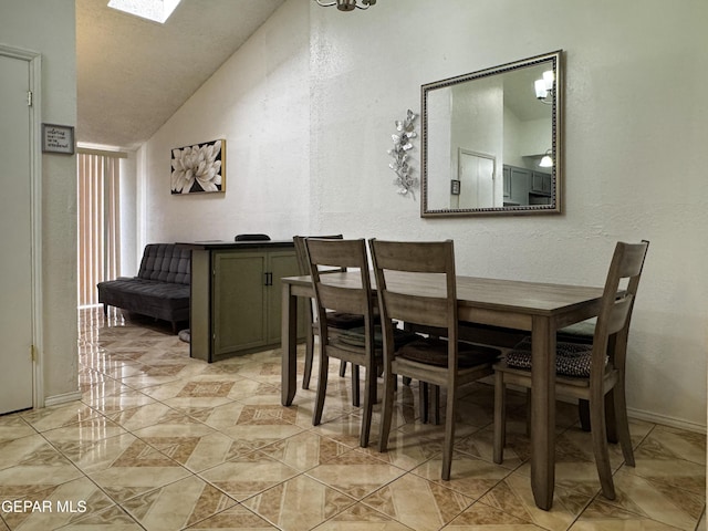 11359 Lake Loy Dr Unit A, El Paso, TX 79936 - dining space featuring vaulted ceiling and baseboards