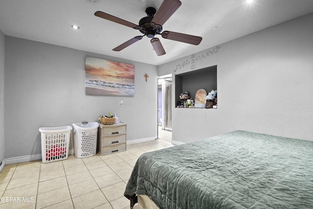 204 Ruth St, Anthony, NM 88021 - bedroom featuring tile patterned flooring, recessed lighting, and a ceiling fan