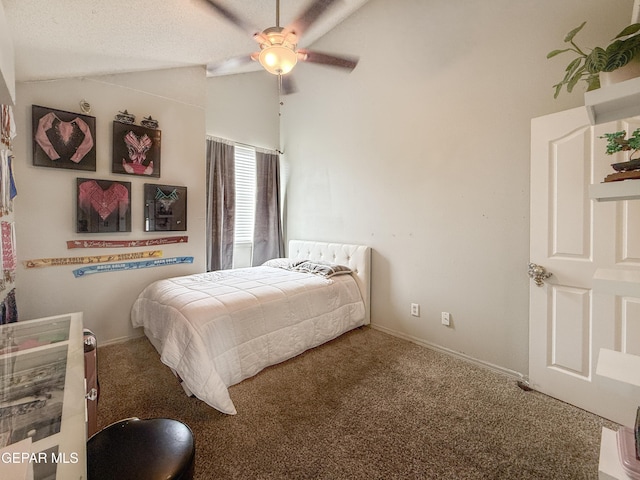 14177 Spanish Point Dr, El Paso, TX 79938 - bedroom featuring carpet flooring, vaulted ceiling, and ceiling fan