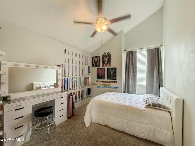 14177 Spanish Point Dr, El Paso, TX 79938 - carpeted bedroom with lofted ceiling and ceiling fan