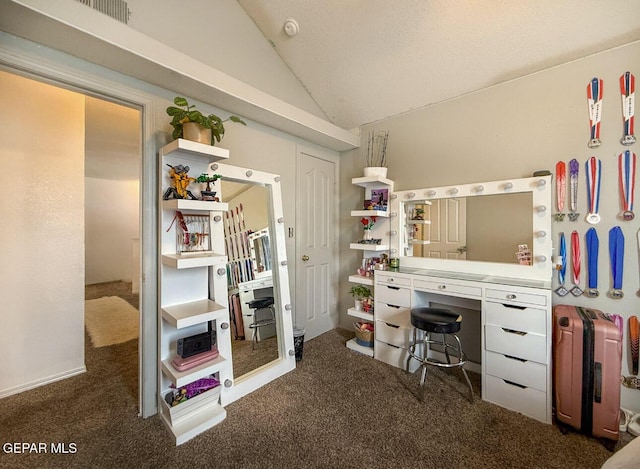 14177 Spanish Point Dr, El Paso, TX 79938 - home office with carpet floors and lofted ceiling