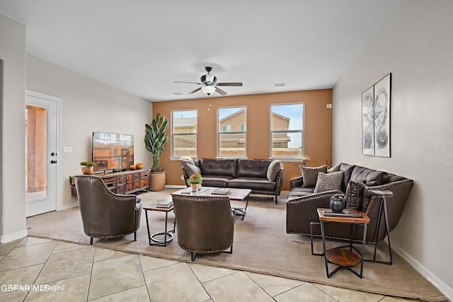 12326 Westbury, El Paso, TX 79928 - living room with plenty of natural light, ceiling fan, and light tile patterned floors