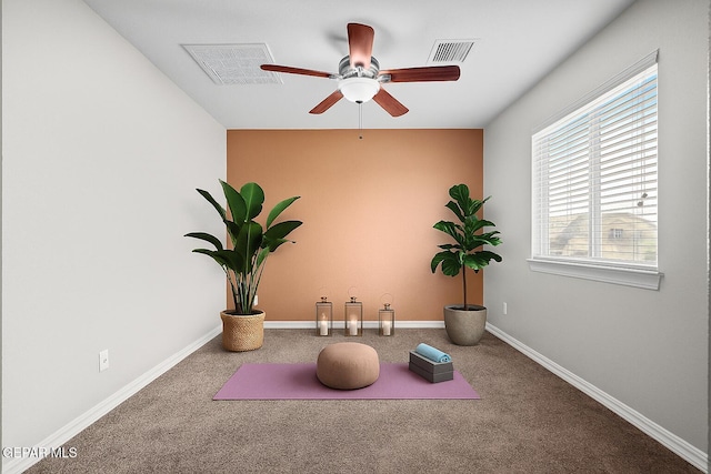 12326 Westbury, El Paso, TX 79928 - exercise area featuring carpet and a ceiling fan