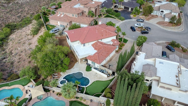6528 Calle Placido Dr, El Paso, TX 79912 - aerial perspective of suburban area featuring a pool area