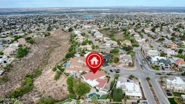 6528 Calle Placido Dr, El Paso, TX 79912 - aerial view of property's location with nearby suburban area