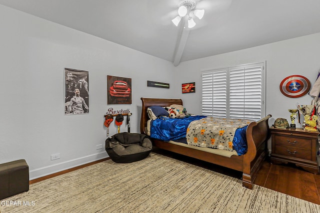 6528 Calle Placido Dr, El Paso, TX 79912 - bedroom featuring lofted ceiling, wood finished floors, and a ceiling fan