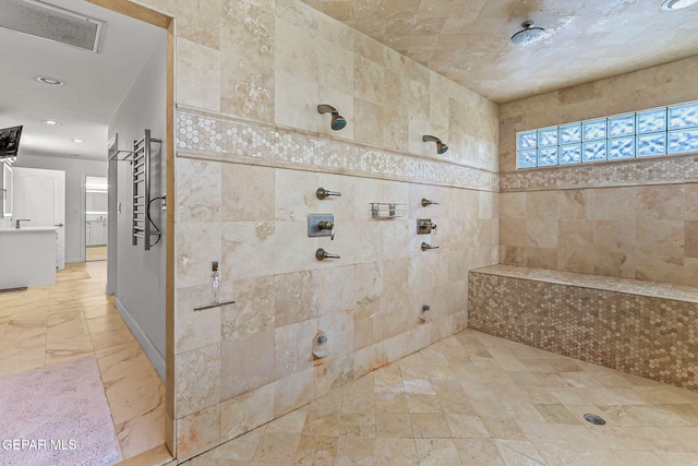 6528 Calle Placido Dr, El Paso, TX 79912 - full bath featuring tiled shower and recessed lighting