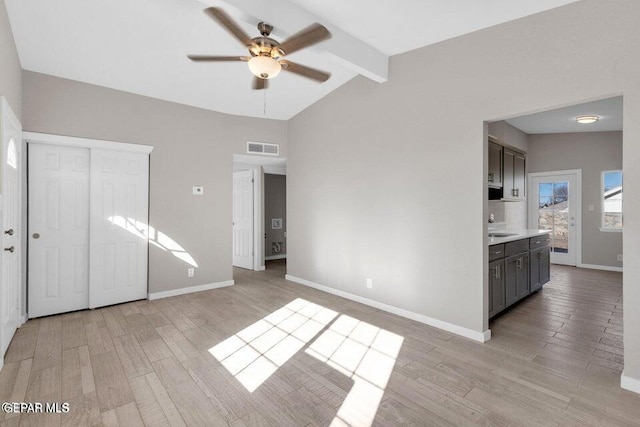 11860 Jim Ferriell Dr, El Paso, TX 79936 - unfurnished living room featuring a ceiling fan and light wood-type flooring