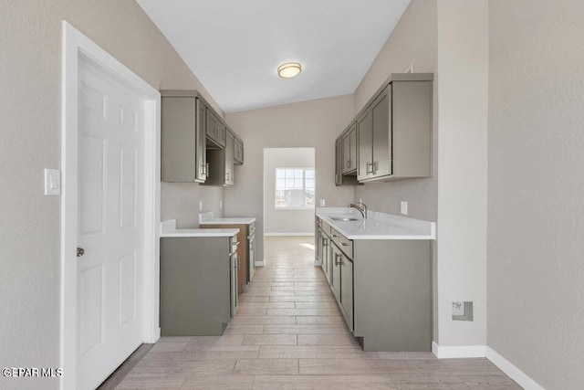 11860 Jim Ferriell Dr, El Paso, TX 79936 - kitchen featuring gray cabinets, light wood-type flooring, and light countertops