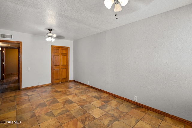11852 Pete Rose Dr, El Paso, TX 79936 - empty room featuring ceiling fan and a textured ceiling