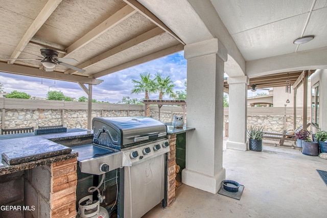 5705 Valley Lilac Ln, El Paso, TX 79932 - view of patio / terrace with a ceiling fan and exterior kitchen