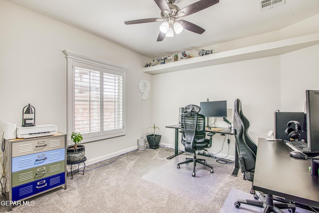 5705 Valley Lilac Ln, El Paso, TX 79932 - office area featuring a ceiling fan and carpet