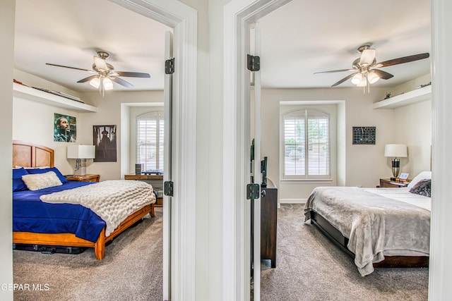 5705 Valley Lilac Ln, El Paso, TX 79932 - carpeted bedroom featuring multiple windows and a ceiling fan