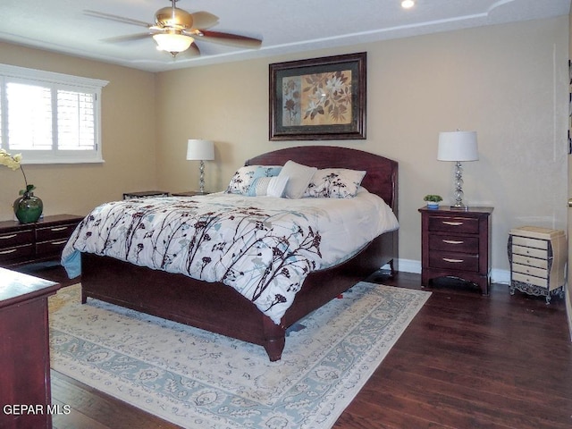 10945 Gary Player Dr, El Paso, TX 79935 - bedroom featuring wood finished floors, recessed lighting, and ceiling fan