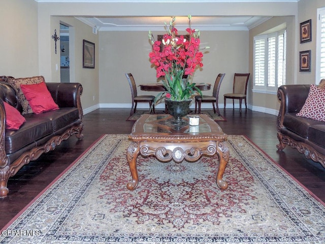 10945 Gary Player Dr, El Paso, TX 79935 - living room with wood finished floors and crown molding