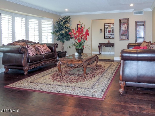 10945 Gary Player Dr, El Paso, TX 79935 - living room with crown molding, recessed lighting, and wood-type flooring