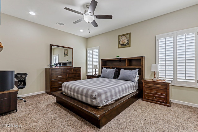 14753 Charles Foster Ave, El Paso, TX 79938 - bedroom with carpet floors, a ceiling fan, an office area, and recessed lighting