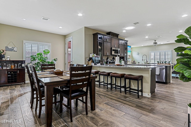 14753 Charles Foster Ave, El Paso, TX 79938 - dining room featuring wood finished floors, recessed lighting, and a ceiling fan