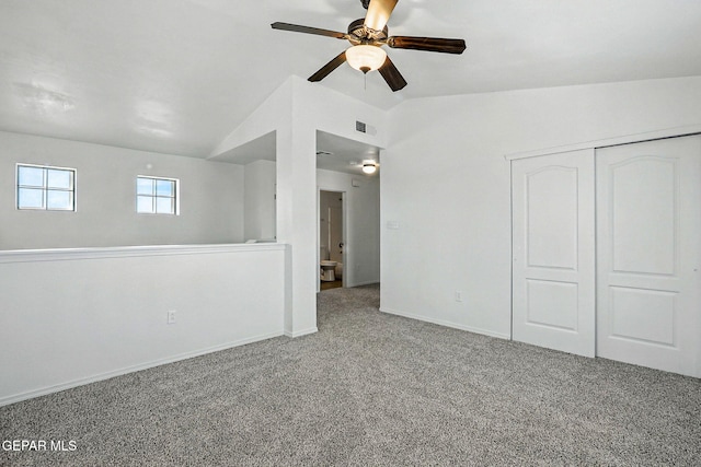 2629 Snowy Rock Pl, El Paso, TX 79938 - unfurnished room featuring a ceiling fan, carpet, and vaulted ceiling