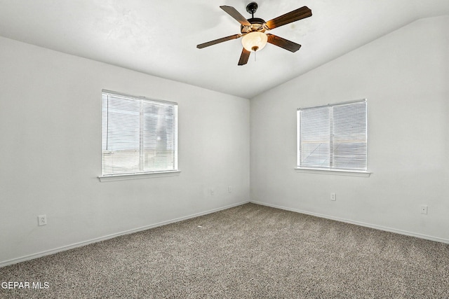 2629 Snowy Rock Pl, El Paso, TX 79938 - carpeted empty room featuring lofted ceiling, plenty of natural light, and a ceiling fan