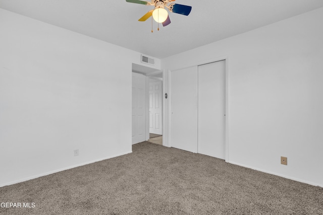 6033 Isabella Dr, El Paso, TX 79912 - unfurnished bedroom featuring carpet, a closet, and a ceiling fan