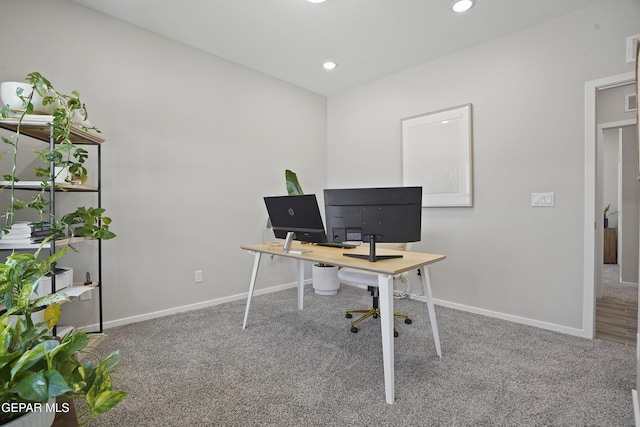 2308 Enchanted Quail, El Paso, TX 79911 - carpeted home office with baseboards and recessed lighting